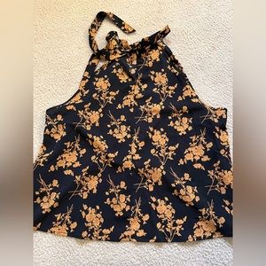 Shein gold and black floral shirt